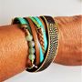 Jewelry - Ethonic Bracelet Women's Leather and Amazonite Stones - KURMI BIJOUX ART