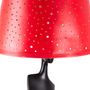 Design objects - Floor lamp TINNIT statuette resin brown, conical lampshade head in red leather - GLADYS