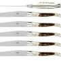 Gifts - Table knives, high polished finish with Deer antler handle, set of 6 - FORGE DE LAGUIOLE