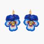 Jewelry - Blue pansy and faceted crystal dormeuses earrings - LES NÉRÉIDES PARIS