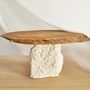 Coffee tables - rustic wood and stone table - VAN DEN HEEDE-FURNITURE-ART-DESIGN