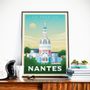 Poster - VINTAGE TRAVEL POSTER NANTES FRANCE | CITY ILLUSTRATION NANTES - LA TOUR LU PRINT - OLAHOOP TRAVEL POSTERS