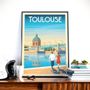 Poster - TOULOUSE FRANCE VINTAGE TRAVEL POSTER |  TOULOUSE FRANCE - QUAI DE LA DAURADE POSTER CITY ILLUSTRATION - OLAHOOP TRAVEL POSTERS