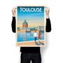 Affiches - AFFICHE VOYAGE VINTAGE TOULOUSE FRANCE | POSTER ILLUSTRATION VILLE TOULOUSE FRANCE - QUAI DE LA DAURADE - OLAHOOP TRAVEL POSTERS