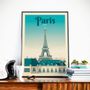 Affiches - AFFICHE VOYAGE VINTAGE PARIS FRANCE | POSTER ILLUSTRATION VILLE PARIS FRANCE - TOUR EIFFEL - OLAHOOP TRAVEL POSTERS