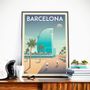 Affiches - AFFICHE VOYAGE VINTAGE BARCELONE ESPAGNE | POSTER ILLUSTRATION VILLE BARCELONE ESPAGNE - OLAHOOP TRAVEL POSTERS