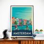 Poster - VINTAGE TRAVEL POSTER AMSTERDAM NETHERLANS | AMSTERDAM NETHERLANDS CITY ILLUSTRATION PRINT - OLAHOOP TRAVEL POSTERS
