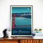 Poster - POSTER TRAVEL VINTAGE SAN FRANCISCO CALIFORNIA | POSTER ILLUSTRATION CITY SAN FRANCISCO - GOLDEN GATE BRIDGE - OLAHOOP TRAVEL POSTERS