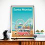 Poster - POSTER TRAVEL VINTAGE SANTA MONICA CALIFORNIA | POSTER ILLUSTRATION BEACH SANTA MONICA USA - OLAHOOP TRAVEL POSTERS