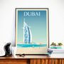 Affiches - AFFICHE VOYAGE VINTAGE DUBAI | POSTER ILLUSTRATION VILLE DUBAI - BURJ AL ARAB HOTEL - OLAHOOP TRAVEL POSTERS