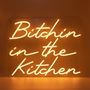 Decorative objects - 'BITCHIN IN THE KITCHEN' ORANGE NEON LED WALL MOUNTED SIGN - LOCOMOCEAN