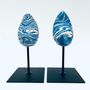 Sculptures, statuettes et miniatures - Sein Zébré  porcelaine Or Blanc et bleu  - GUENAELLE GRASSI