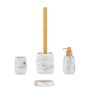 Installation accessories - Sandstone and ash wood. White marble effect Toothbrush holder Ø7.5x10.5 cm BA71153 - ANDREA HOUSE