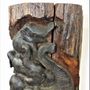 Decorative objects - Family of elephants carved on a trunk - JD PRODUCTION - JD CO MARINE
