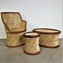 Decorative objects - Wicker armchair, leather edge. - JD PRODUCTION - JD CO MARINE