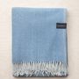 Throw blankets - Recycled Wool Blanket in Sky Blue Herringbone - THE TARTAN BLANKET CO.
