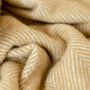 Throw blankets - Recycled Wool Blanket in Mustard Herringbone - THE TARTAN BLANKET CO.