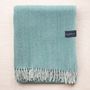 Throw blankets - Recycled Wool Blanket in Pistachio Herringbone - THE TARTAN BLANKET CO.