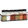 Food storage - Spice rack 6 jars metal and black glass 32x5,5x11 cm CC71036 - ANDREA HOUSE