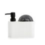 Kitchen utensils - White Stripes polyresin soap dispenser w/scrubber 16.5x5.5x15 cm CC71086  - ANDREA HOUSE