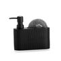 Kitchen utensils - Black Stripes polyresin soap dispenser w/scrubber 16.5x5.5x15 cm CC71087  - ANDREA HOUSE