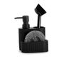 Kitchen utensils - Black Stripes 3 in 1 polyresin soap dispenser 11.5x11x19 cm CC71089 - ANDREA HOUSE