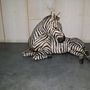 Unique pieces - Zebra: Raku Ceramic Sculpture  - ANNE DE SAUVEBOEUF CERAMISTE