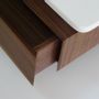 Tables de nuit - 'Dino' Table de chevet suspendue avec tiroir - Corian et bois - LUNE DESIGN