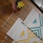 Table linen - Diamond Handwoven Interlocking Tapestry Cotton Table Runner - OCK POP TOK