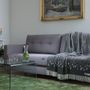 Plaids - Jeté de lit en pure laine noire douce, motif écorce de bois - 130 x 190 cm - J.J. TEXTILE LTD