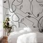 Wallpaper - Luxury Black and White Faces Wallpaper Innerline White - LA MAISON MURAEM
