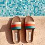 Shoes - Les Mauricettes de Micheline, striped women's slides - LES MAURICETTES