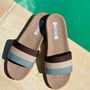 Shoes - Les Mauricettes d'Yvette, women's striped slides - LES MAURICETTES