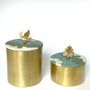 Storage boxes - Small Tiled  Brass Box With A Leaf Handle - ASMA'S CRAFTS