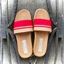 Shoes - Les Mauricettes de Jacinthe, red women's slides - LES MAURICETTES