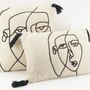 Fabric cushions - Cotton cushion - Face Line Art - AUBRY GASPARD