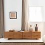 Sideboards - Rasha 4-door TV stand with oak veneer with natural finish 200 x 49 cm - KAVE HOME