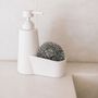 Kitchen utensils - White Polyresin Soap Dispenser with Scrubber CC70058 - ANDREA HOUSE