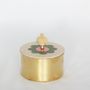 Storage boxes - Small Tiled  Floral Brass Box With A Pomegranate Handle - ASMA'S CRAFTS