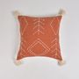 Fabric cushions - Embroidered vermilion cushion cover - QALARA