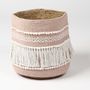 Storage boxes - Eco friendly dusty pink storage basket with tassels - QALARA