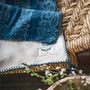Unique pieces -  Throw: Handwoven antique Hungarian hemp with indigo pattern and eco-cotton back - LINEAGE BOTANICA - THE ART OF WELLBEING