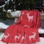 Throw blankets - Deer Pure Cotton Throw - Available in Red and Soft Grey - 130 x 190 cm - J.J. TEXTILE LTD