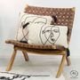 Fabric cushions - Face Line Art Cotton Cushion - AUBRY GASPARD