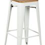 Decorative objects - White metal and elm wood chair - AUBRY GASPARD