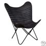 Armchairs - Butterfly chair in black leather - AUBRY GASPARD