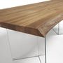 Tables Salle à Manger - Table Lotty 220 x 100 cm en contreplaqué de chêne et pieds en verre - KAVE HOME