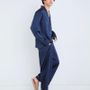 Homewear textile - Chemise de Pyjama en Soie Blue Marine élégante - FOO TOKYO