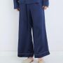 Homewear textile - Pantalon de Pyjama en Soie Blue Marine élégante - FOO TOKYO