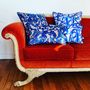 Fabric cushions - Cushion “In the Garden” blue - AMÉLIE CHOQUET